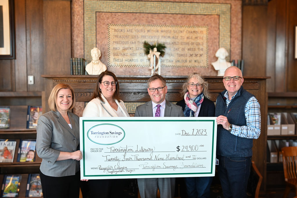 Torrington Saving Foundation presenting grant award to the Torrington Library