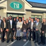 Employees posing in front of the TSB Bristol Branch